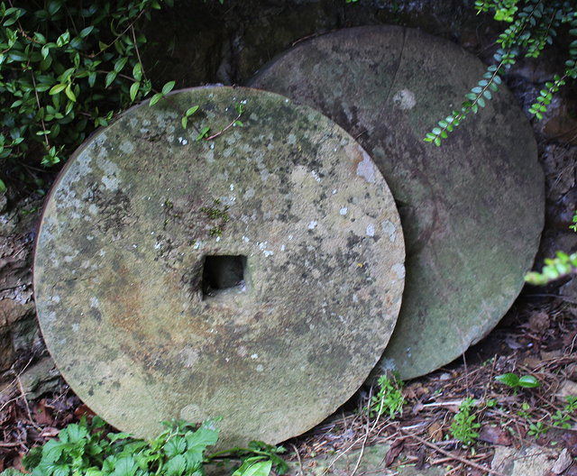 Appraisal: TWO OLD GRINDING WHEELS one cm diameter the other cm