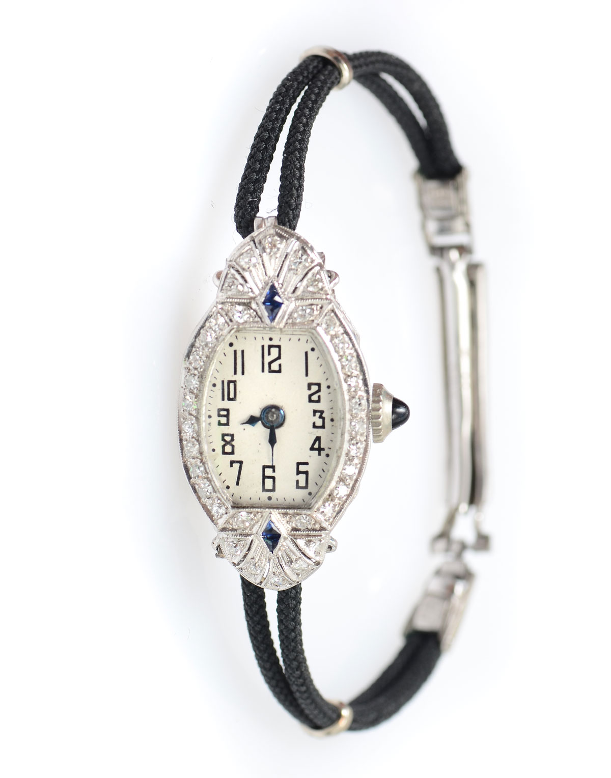 Appraisal: PLATINUM ART DECO DIAMOND WRISTWATCH Platinum art deco ladies diamond