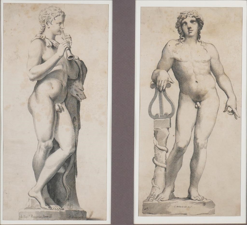 Appraisal: Two engravings of classical sculpture by Claude Audran French -