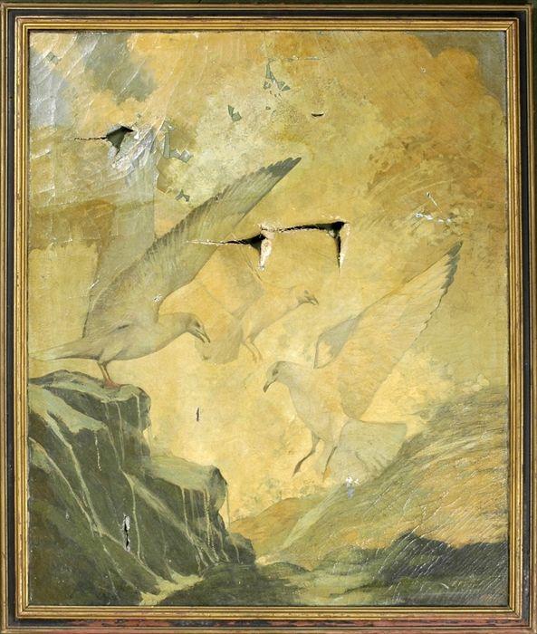 Appraisal: R F Valario th C Seascape with Seagulls Oil on