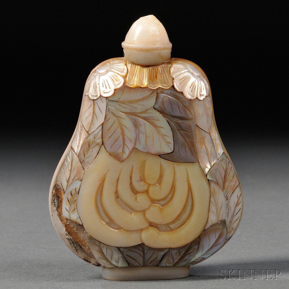 Appraisal: Mother-of-pearl Snuff Bottle China th th century pear-shape flattened sides