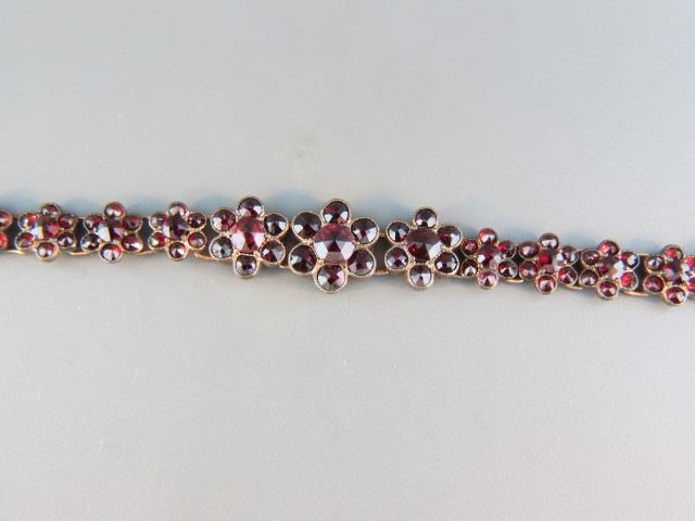 Appraisal: Victorian Garnet Bracelet floral designs long