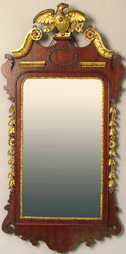 Appraisal: Federal style mahogany and giltwood mirror ca h