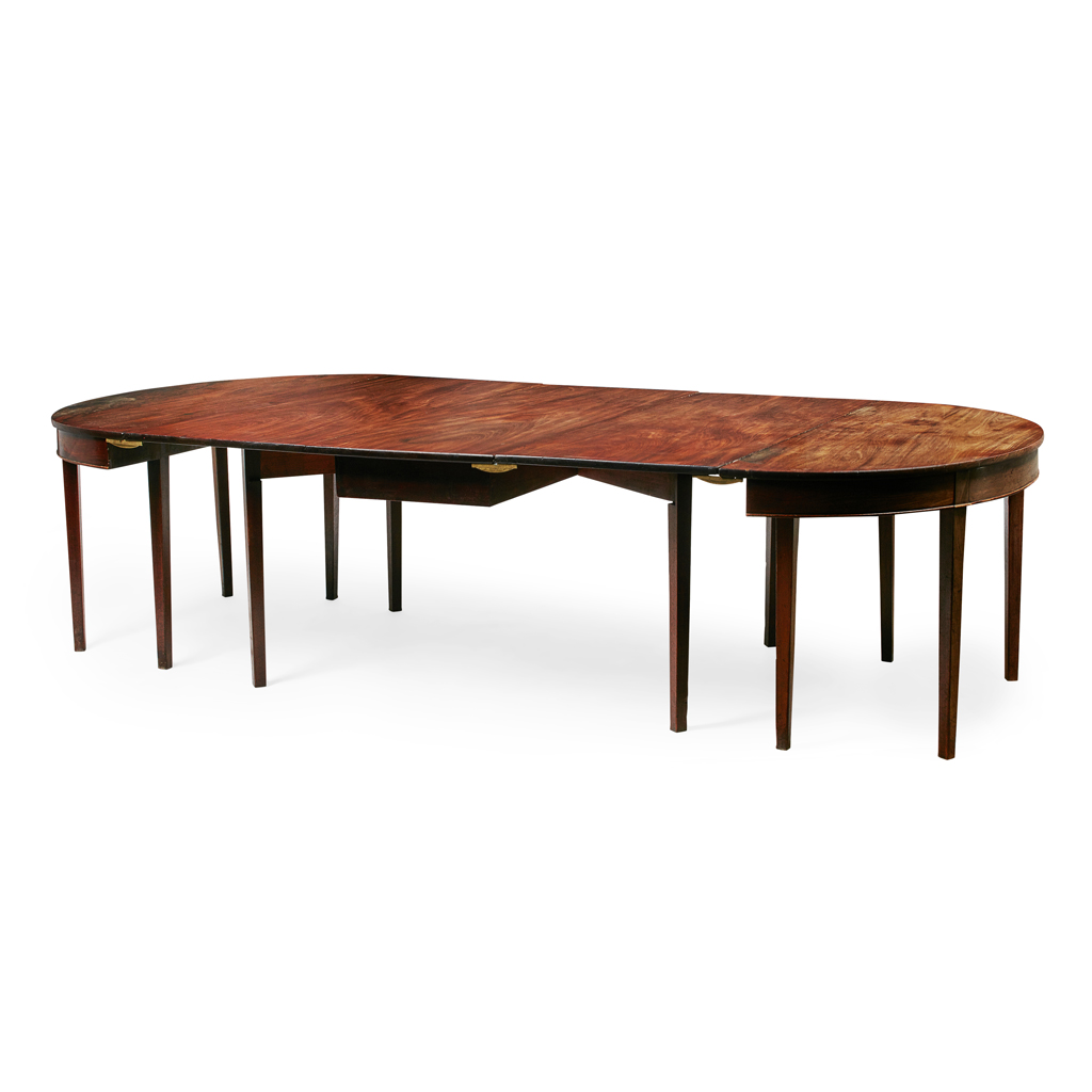 Appraisal: GEORGE III FIGURED MAHOGANY GATELEG DINING TABLE TH CENTURY with