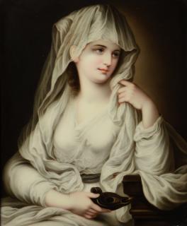 Appraisal: German hard paste porcelain plaque of Vestal Virgin German hard