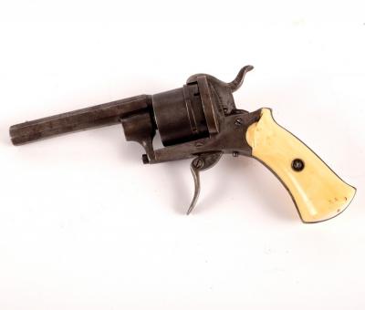 Appraisal: A Belgian Liege mm pinfire revolver with ivory grip and