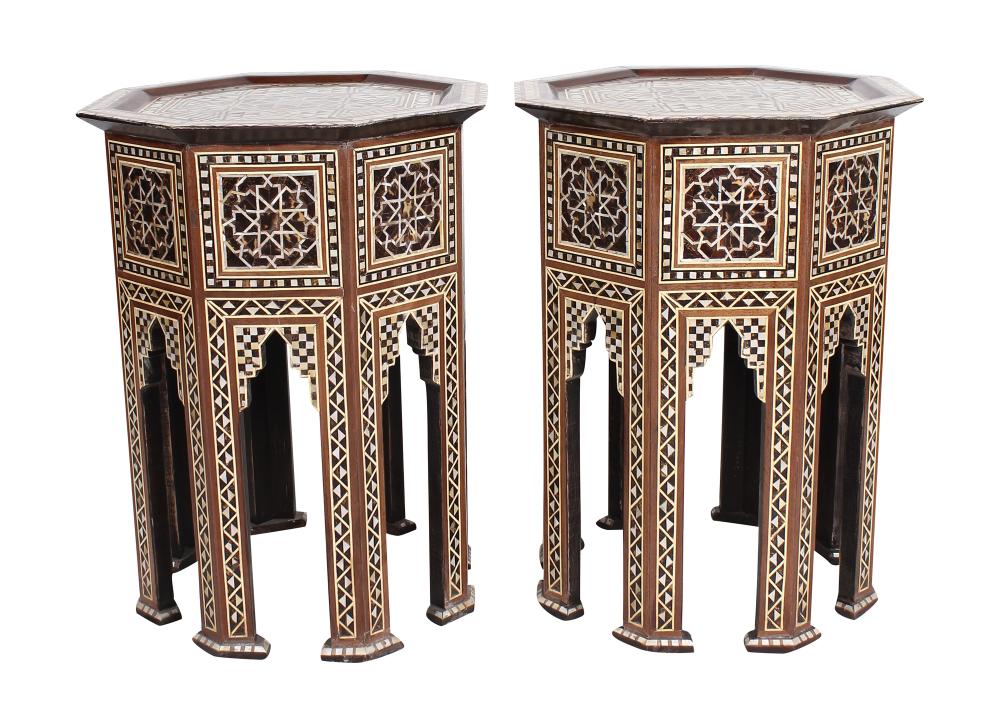 Appraisal: PAIR OF MOORISH INLAID OCTAGONAL TABLESCondition scattered areas of lifting