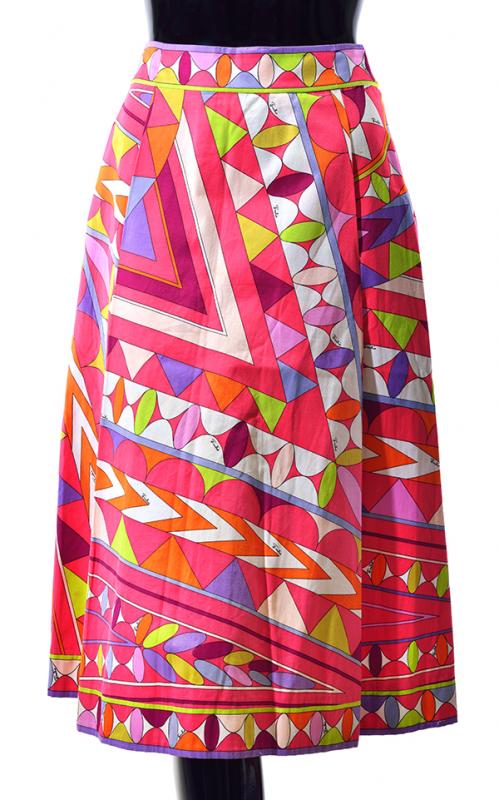 Appraisal: A 'S PUCCI SKIRT Cotton A-line in multi coloured geometric