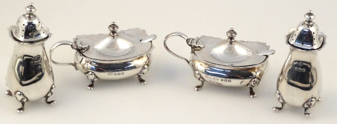 Appraisal: A George VI silver four piece cruet set by The