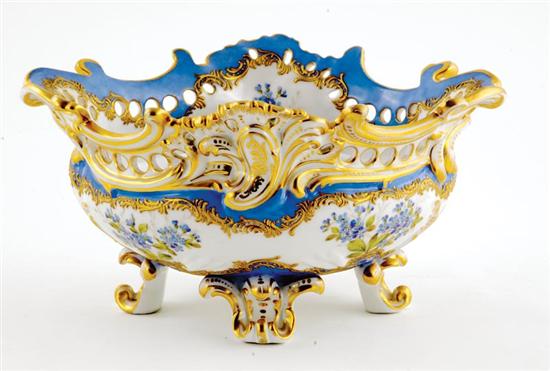 Appraisal: French porcelain centerbowl retailed by Shreve Crump Low circa undulating