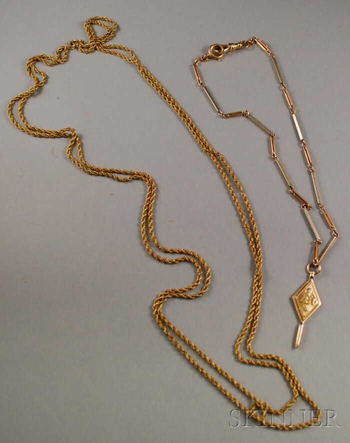 Appraisal: Two kt Gold Chains a double ropetwist chain and a