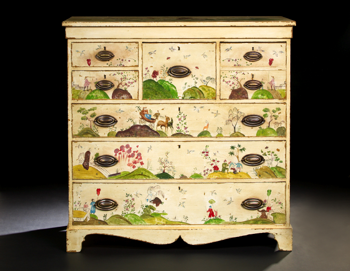 Appraisal: Victorian Polychromed Chest mid- th century and later the rectangular