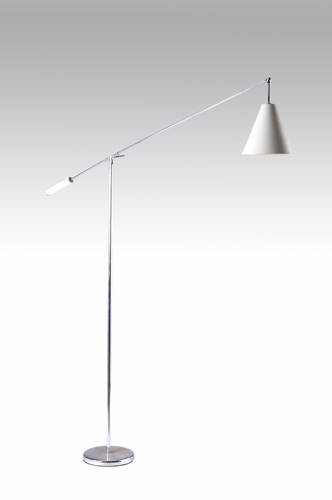 Appraisal: ARREDOLUCE Swing-arm lamp with white enameled metal shade and handle