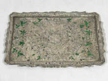 Appraisal: A silver and enamel rectangular tray probably Persian measurements cm