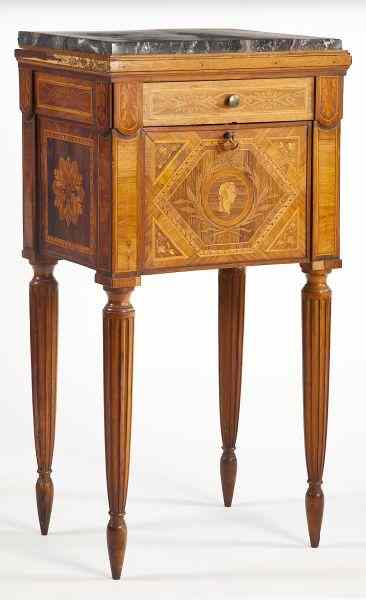 Appraisal: Diminutive Continental Inlaid Commodelate th century likely North Italian fruitwood