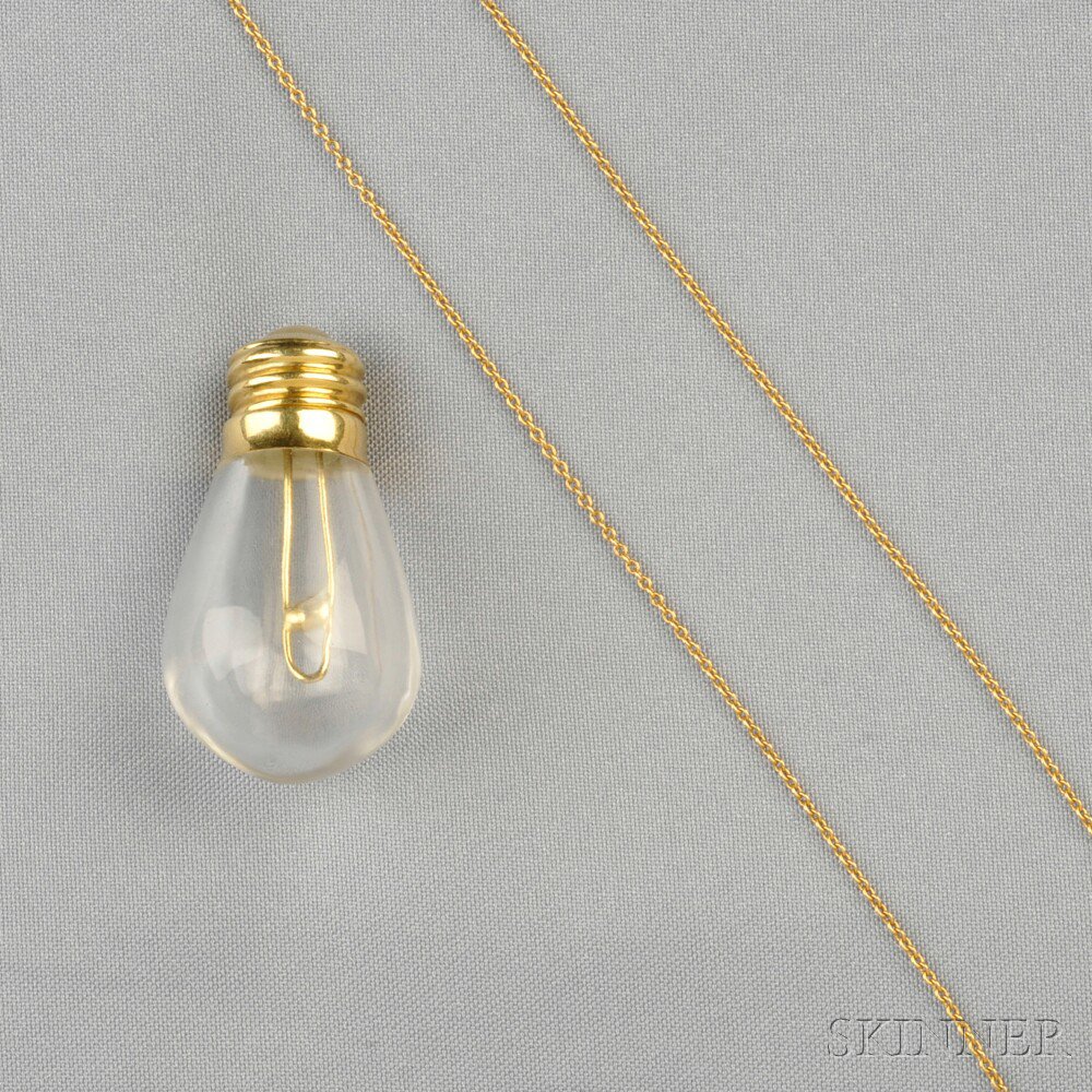 Appraisal: kt Gold and Rock Crystal Light Bulb Pendant together with