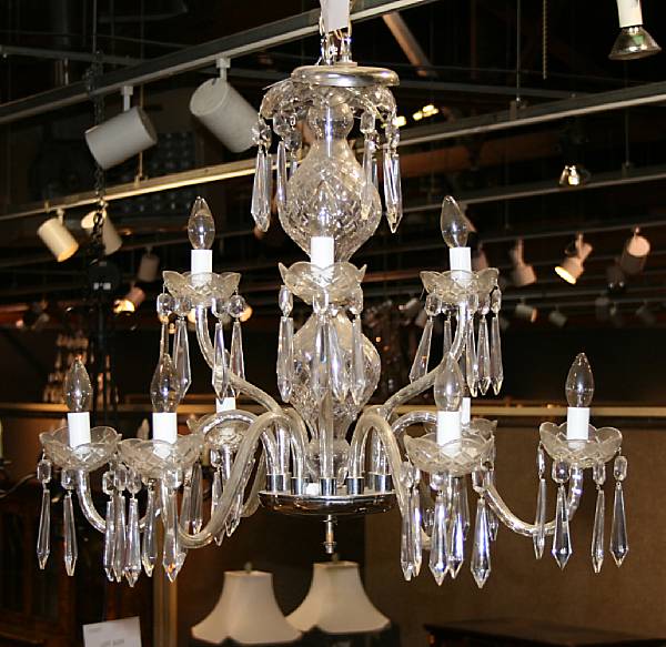 Appraisal: A Waterford cut glass nine light chandelier in the Merrion