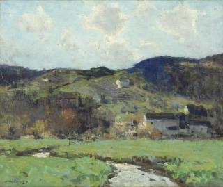 Appraisal: Hobart Nichols Stream in a hillside landscape signed lower left