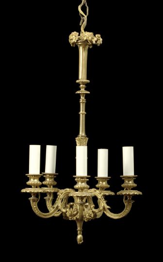 Appraisal: Attractive Diminutive French Gilt-Bronze Five-Light Chandelier third quarter th century