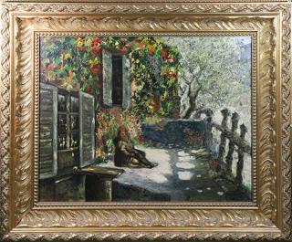 Appraisal: Painting Russian Man Seated in a Garden Russian Man Seated