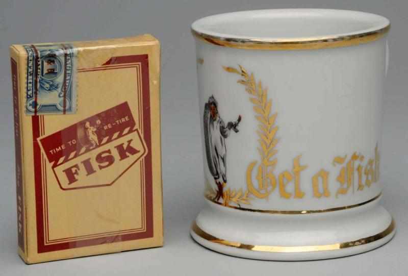 Appraisal: Fisk Tire Shaving Mug Gilt Get a Fisk across front