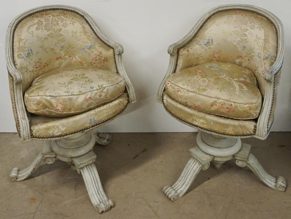 Appraisal: Pair of Louis Philippe Upholstered Swivel Seat Chairs