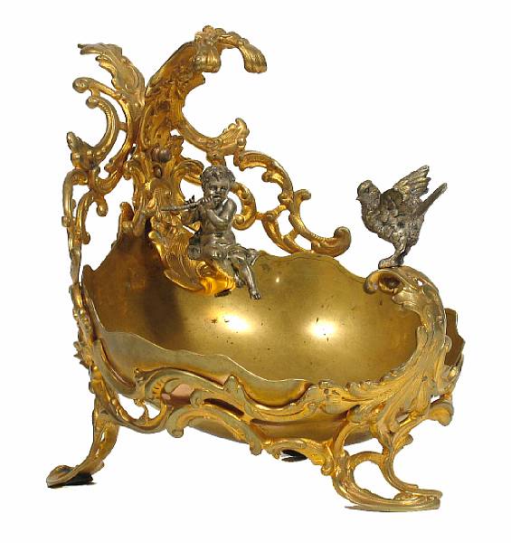 Appraisal: A French gilt bronze figural center bowl height in width