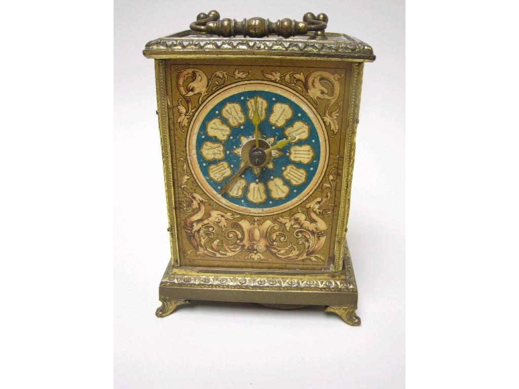 Appraisal: A French Alarm Clock the case decorated griffins and classical