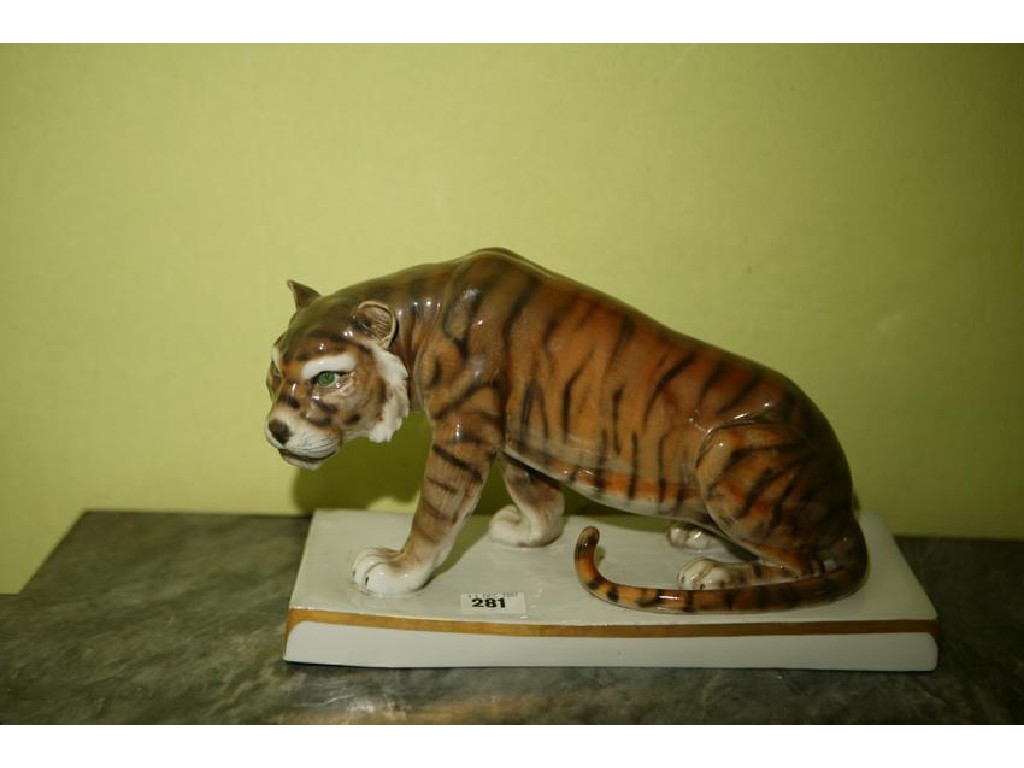 Appraisal: AN NAPLES PORCELAIN TIGER with finely painted markings on a