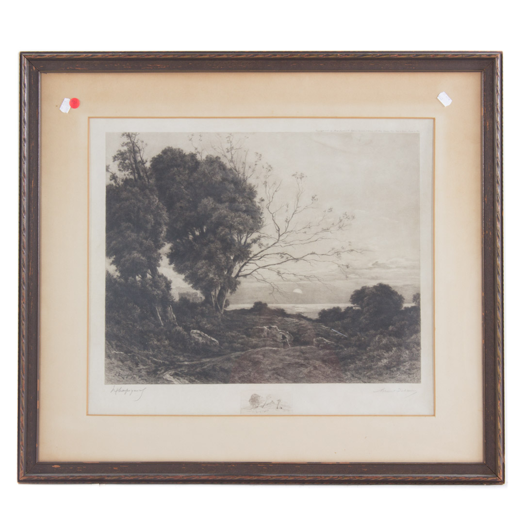 Appraisal: th c Engraving of a Landscape signed framed