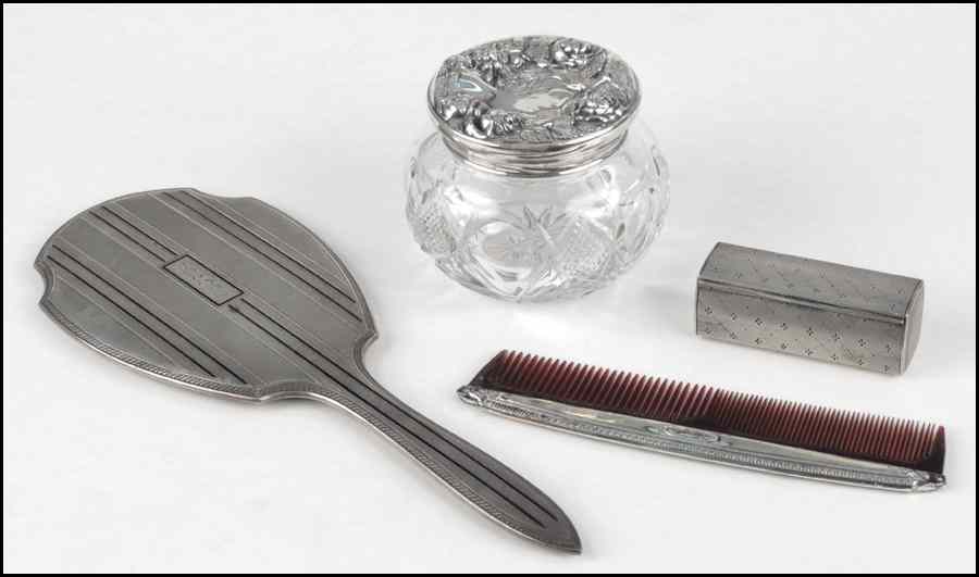 Appraisal: GROUP OF STERLING SILVER VANITY ITEMS Comprised of a covered