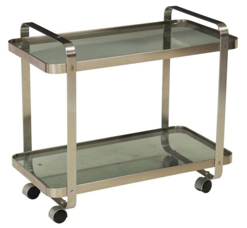 Appraisal: Italian modern bar cart service trolley c s steel frame