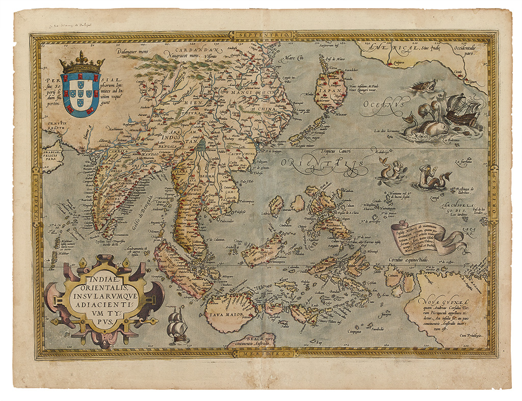 Appraisal: ORTELIUS ABRAHAM Indiae Orientalis Insularumque Adiaceintium Typus Double-page engraved map