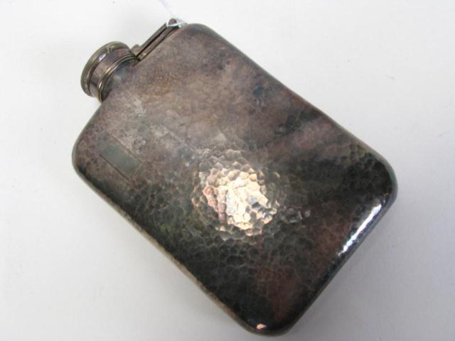 Appraisal: A German Silver Hammered Finish Flask minor dents in body