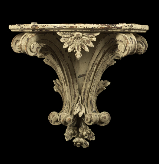 Appraisal: French Carved Serpentine-Edged Bracket Shelf second quarter th century in