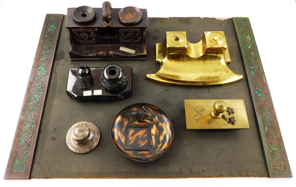 Appraisal: Tiffany Studios etc seven desk accessories including Tiffany Studios bronze