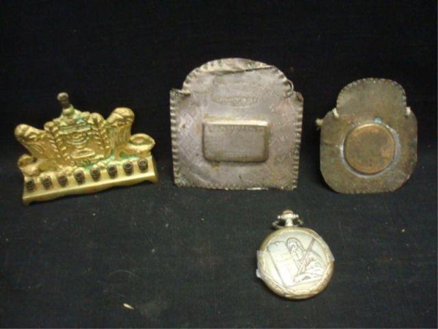 Appraisal: Judaica Lot of Assorted Plaques menorah watch From a Westchester