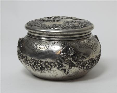 Appraisal: A continental jewellery box marked with baluster body with embossed