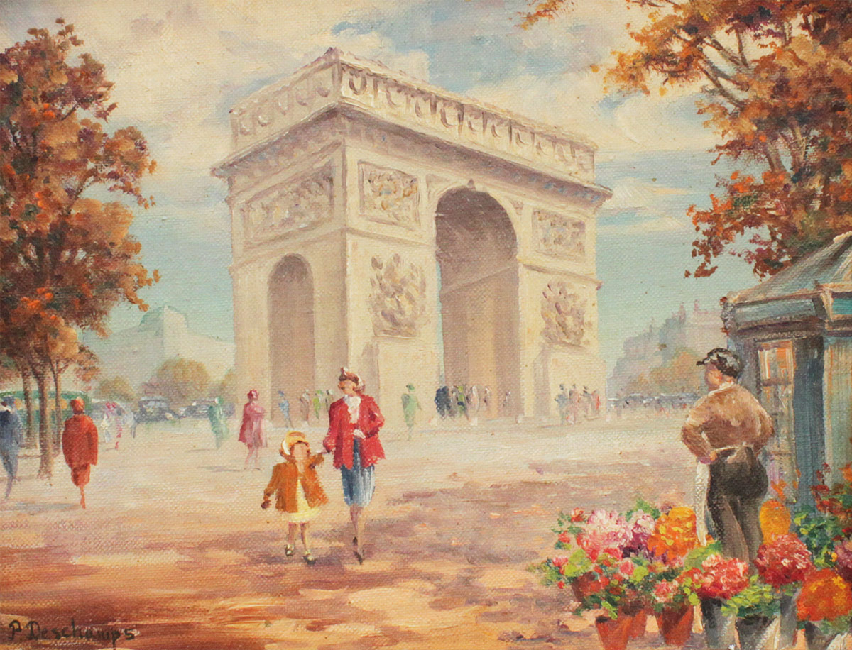 Appraisal: DESCHAMPS Pierre French - Arc de Triomphe Paris Oil Canvas