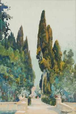 Appraisal: Jean Jacques Haffner French - Villa D'Este Tivoli Watercolor and