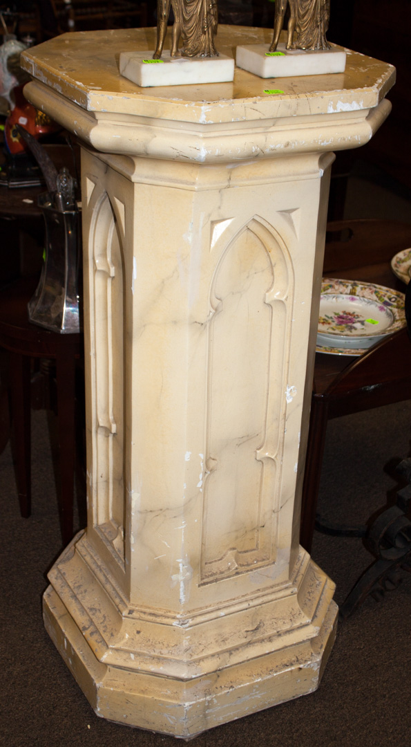 Appraisal: Gothic style plaster pedestal