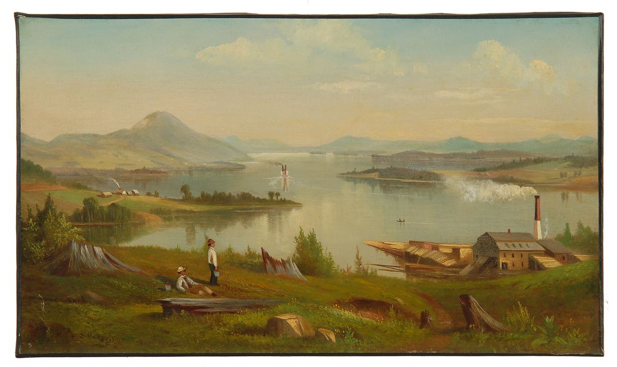 Appraisal: SAMUEL W GRIGGSAmerican - View of Lake Winnipesaukee with figures