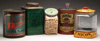 Appraisal: LOT OF SIX PEANUT AND TEA ADVERTISING ITEMS Includes a