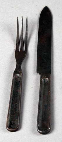 Appraisal: Spanish-American War steel knife and fork marked US Pattern