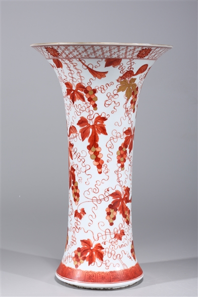 Appraisal: Chinese red and white porcelain beaker vase with gilt detail