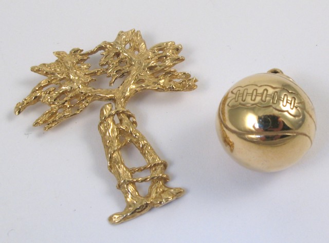 Appraisal: TWO FOURTEEN KARAT GOLD PENDANTS gross weight grams