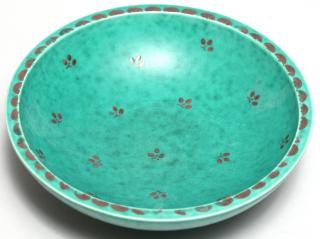 Appraisal: Gustavberg Argenta Ceramic Bowl The rounded form with turquoise glaze