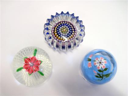 Appraisal: Three Perthshire millefiori paperweights th st century