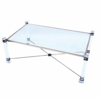 Appraisal: Modern Brass and Lucite Cocktail Table Rectangular cocktail table with