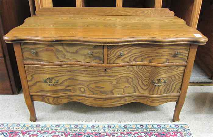 Appraisal: A LOW THREE-DRAWER DRESSER American c of solid white ash